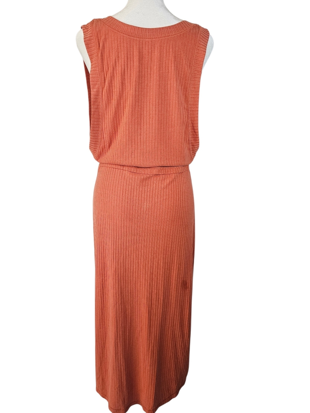 FREE PEOPLE Terracotta Rising Sun Ribbed Midi Dress Sz M - Picture 3 of 9